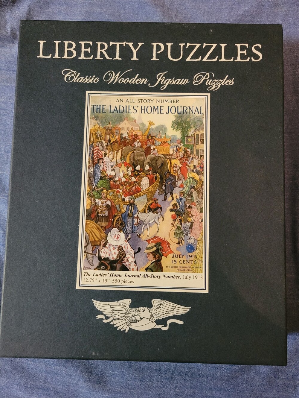 liberty Black Puzzle Box with Multicolored Parade Illustration